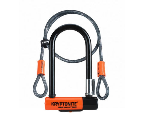 Kryptonite Bügelschloss Evolution Mini-7 mit Kabel / Schwarz-Orange