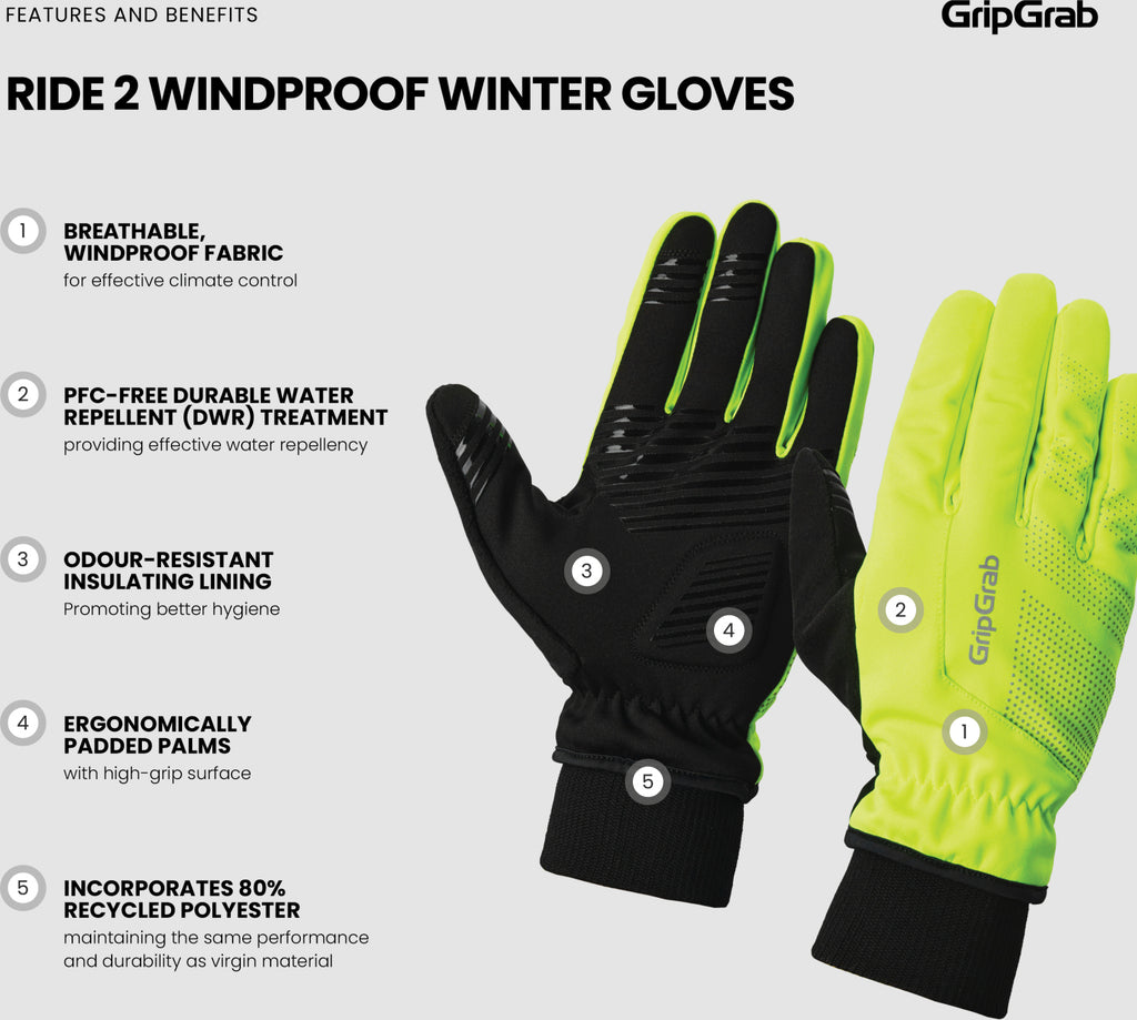 gripgrab fahrradhandschuhe GripGrab RIDE 2 Winddichte Winter Handschuhe / Schwarz-Gelb – BKE-DEALS